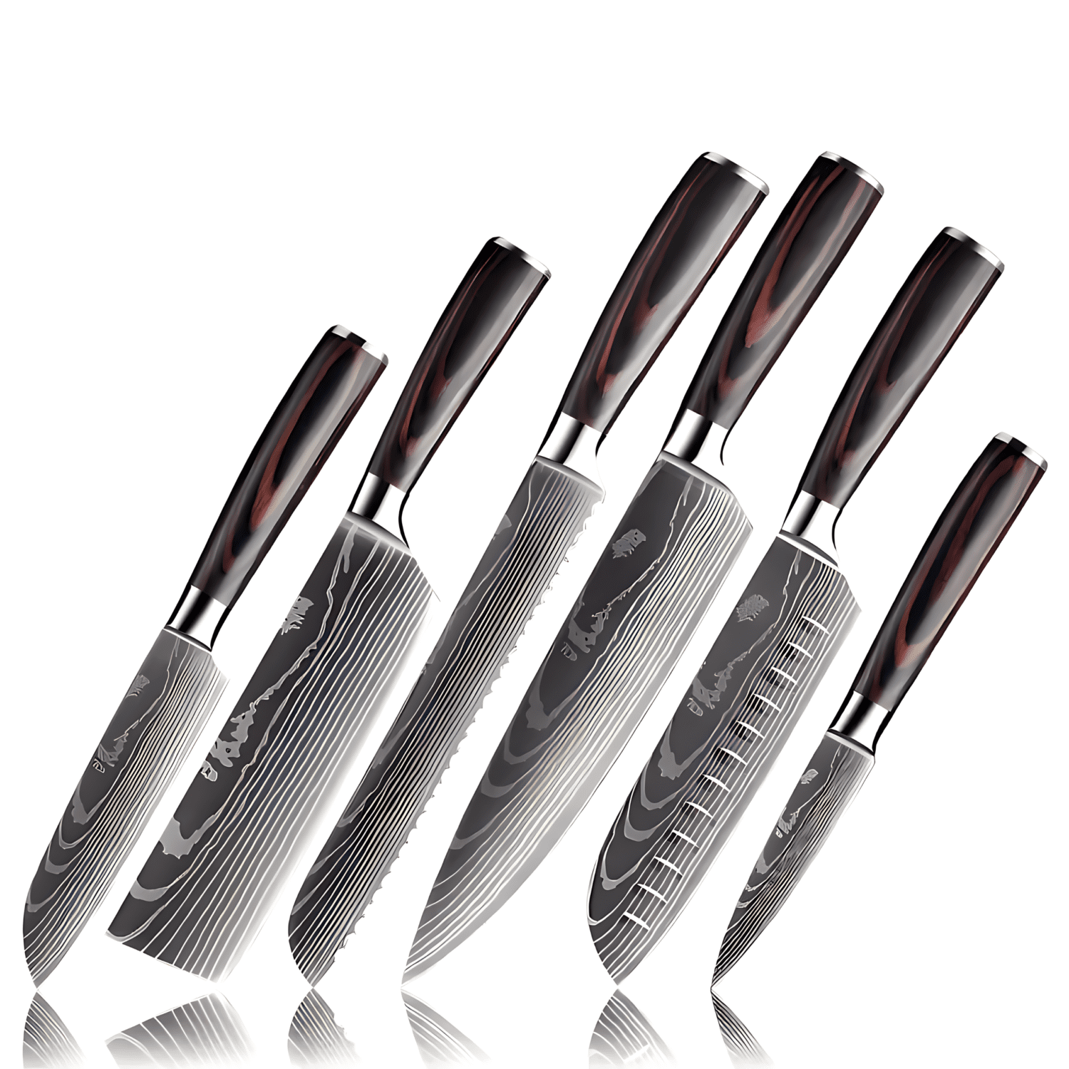Kostell Kōgō 6-Set Shido + Nakiri + Santoku + Santoku Small + Pankū + Muita - zestaw sześciu japońskich noży