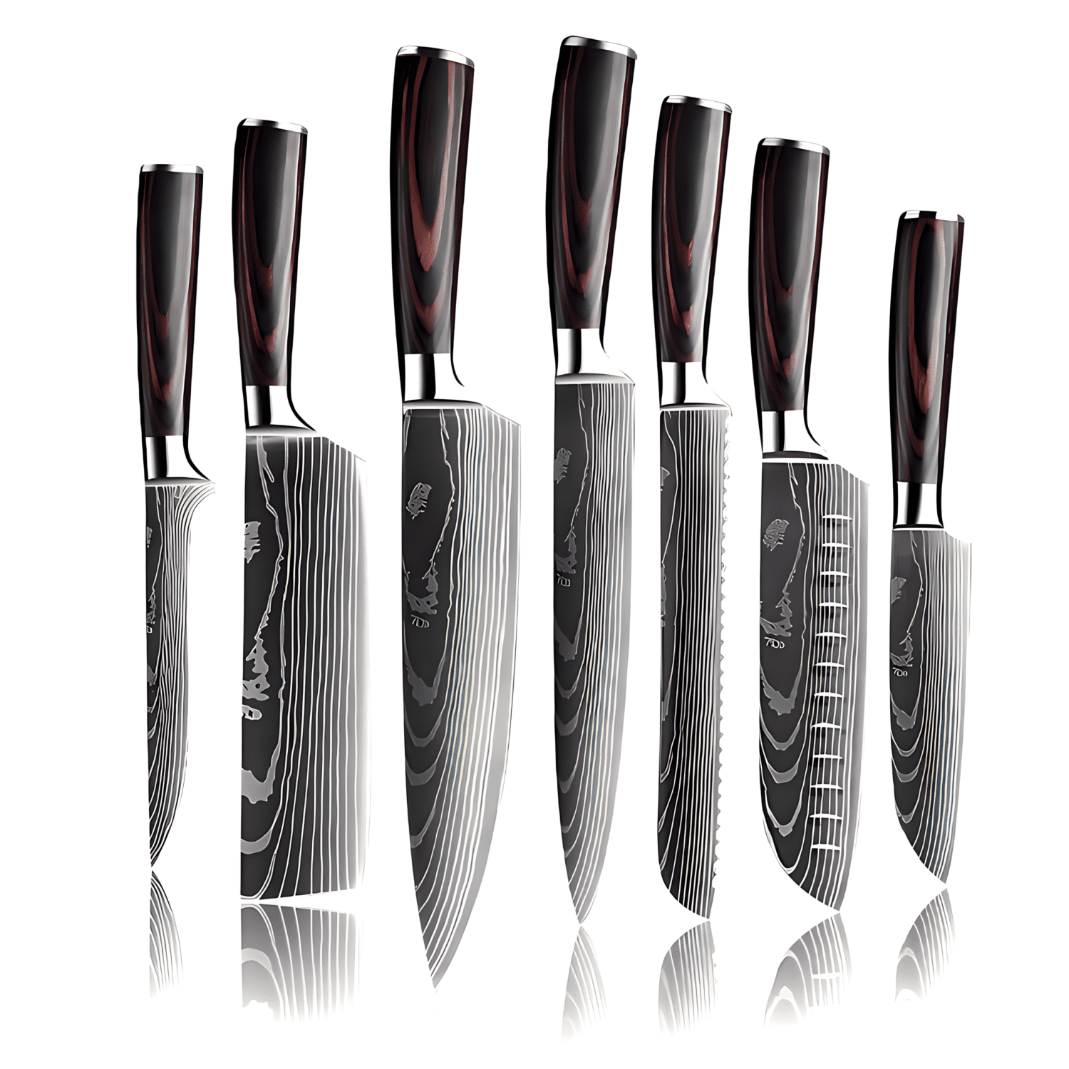 Kostell Kōgō 7-Set Shido + Yūzā + Nakiri + Santoku + Santoku Small + Pankū + Honē - zestaw siedmiu japońskich noży