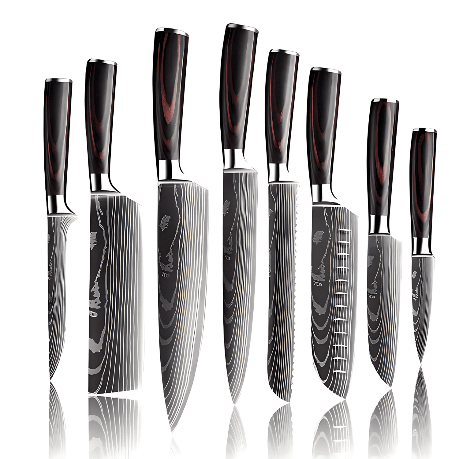 Kostell Kōgō 8-Set Shido + Yūzā + Nakiri + Santoku + Santoku Small + Pankū + Honē + Muita - zestaw ośmiu japońskich noży